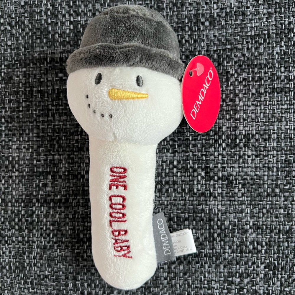 NWT Demdaco Christmas Characters Baby Rattle- Snowman